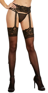 Dream Girl Womens Garterbelt Pantyhose Black Fishnet and Thigh Highs